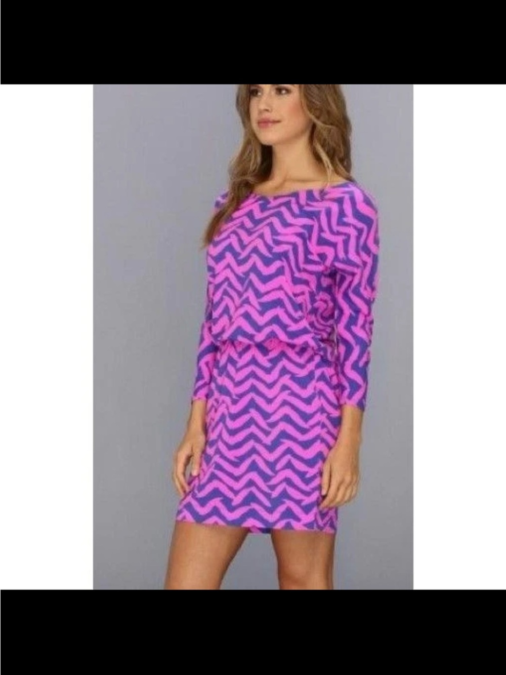 Lilly Pulitzer Pink and Purple Chevron Long-Sleeve Shift Dress